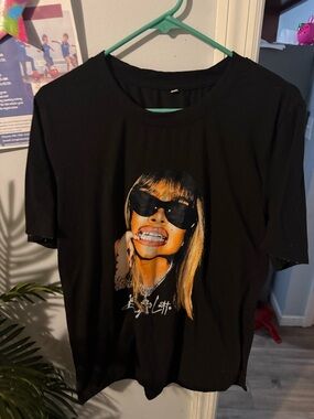 Black Short Sleeve Graphic Tee with Yellow Accent Portrait